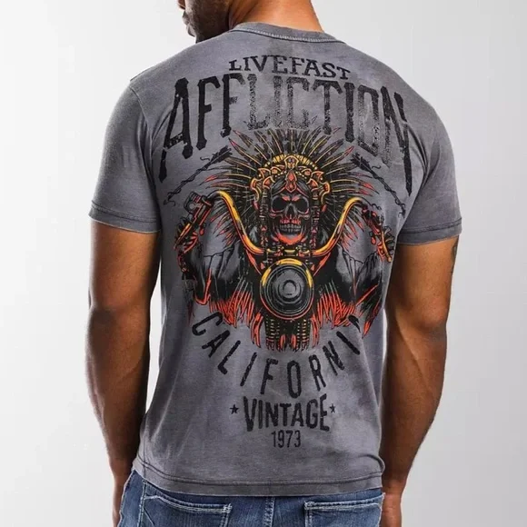 American Customs Ancient Rumble T-Shirt L Grunge Moto - Picture 2 of 7